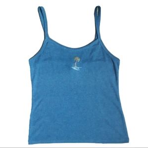 XOXO Blue Palm Tree Beach Tank Top Size M